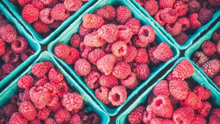 Himbeeren in Schälchen