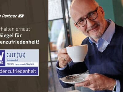 TÜV Siegel bestätigt zufriedene Kaffee Partner-Kunden
