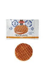 Karamell-Stroopwafel und passende Einzelverpackung von Daelmans