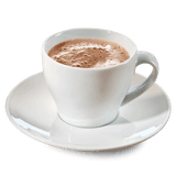 Kaffee mit Kakao in einer weißen Tasse