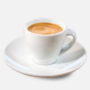 ein Espresso Doppio in einer weißen Kaffee Partner Tasse