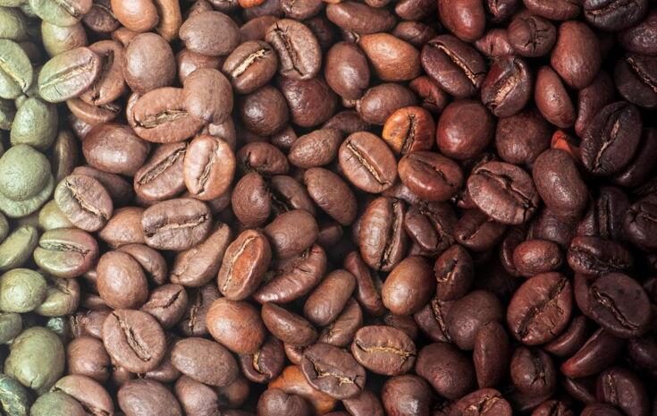 Ungeröstete bis stark geröstete Kaffeebohnen