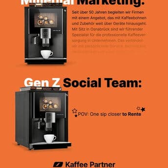 Welche Version seid ihr eher: Millennial Marketing oder Gen Z Social Team? ☕️

#KaffeePartner #wirsinddeinpartner #GenZMarketing