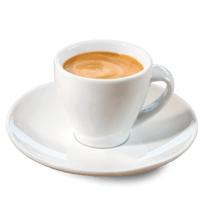 Espresso in a white mug from Kaffee Partner