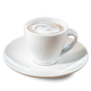 espresso macchiato in a white mug from Kaffee Partner