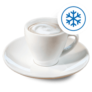 Iced Espresso macchiato in white cup