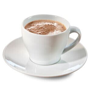 Coffee with cocoa in a white cup