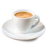 Espresso americano in einer weißen Kaffee Partner Tasse