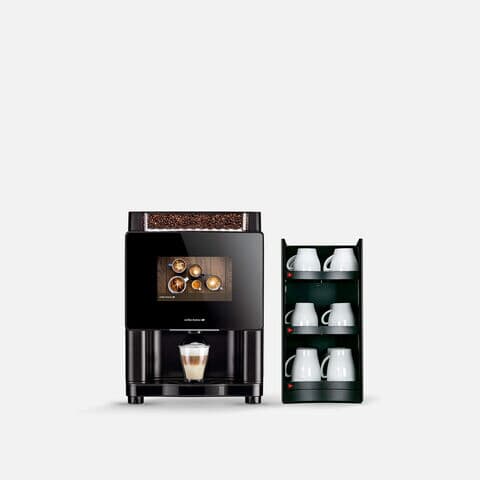 Kaffeeautomat von Kaffee Partner mit Erweiterungsmodulen für aufgewärmte Tassen