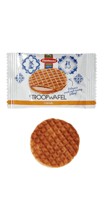 Karamell-Stroopwafel und passende Einzelverpackung von Daelmans